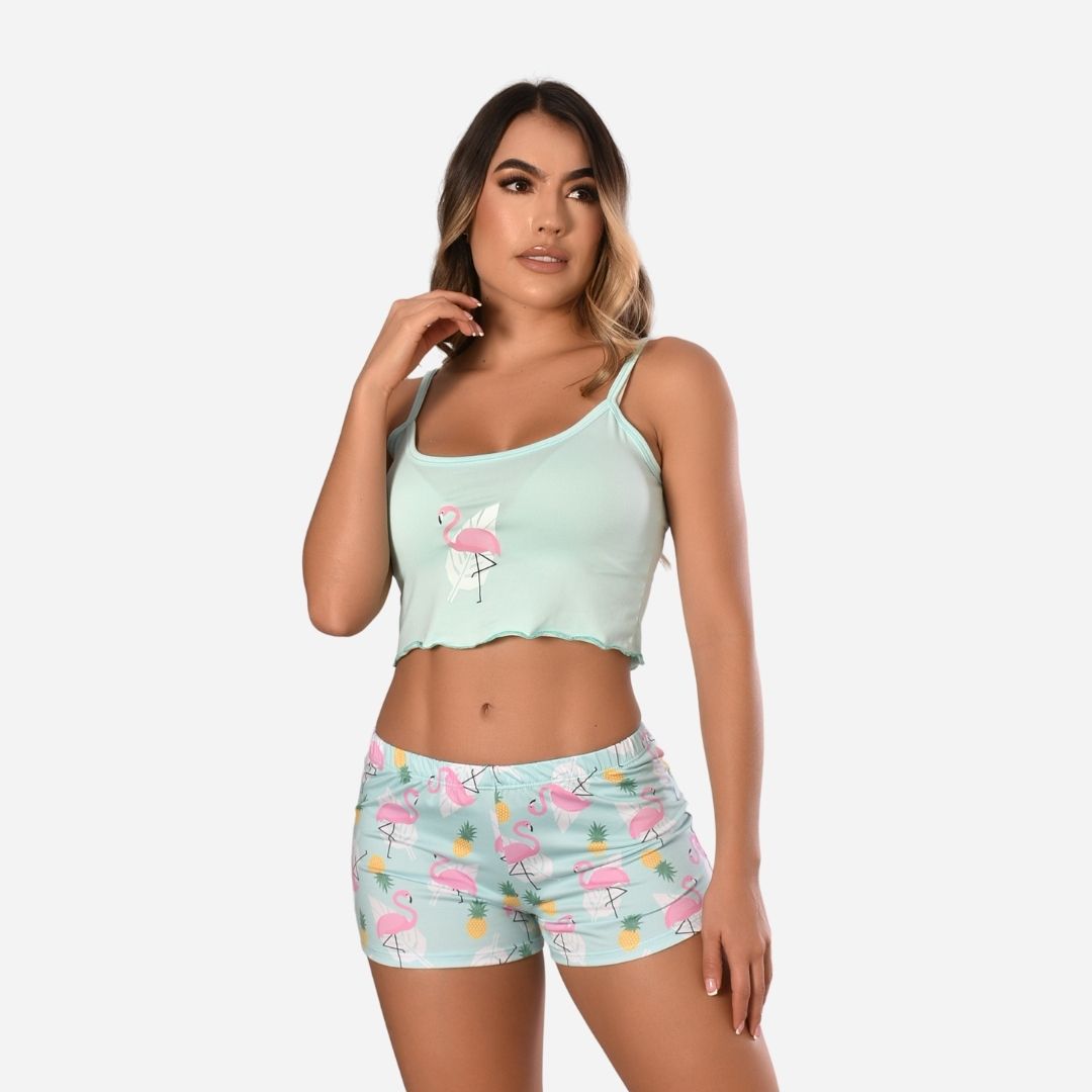 Pijama Pantaloneta Con Camisa Pijamas Cortas Pijamas De Short Y