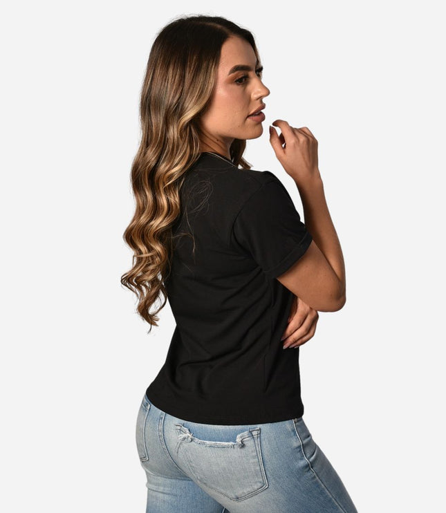 Camiseta Básica de dama estampada estilo guardapolvo en Tela Fría Ref. 70202-005