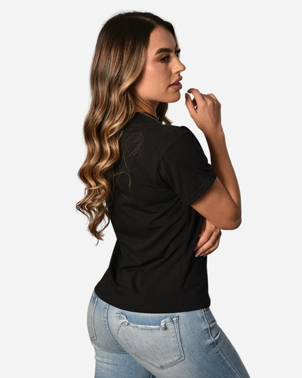 Camiseta Básica de dama estampada estilo guardapolvo en Tela Fría Ref. 70202-006