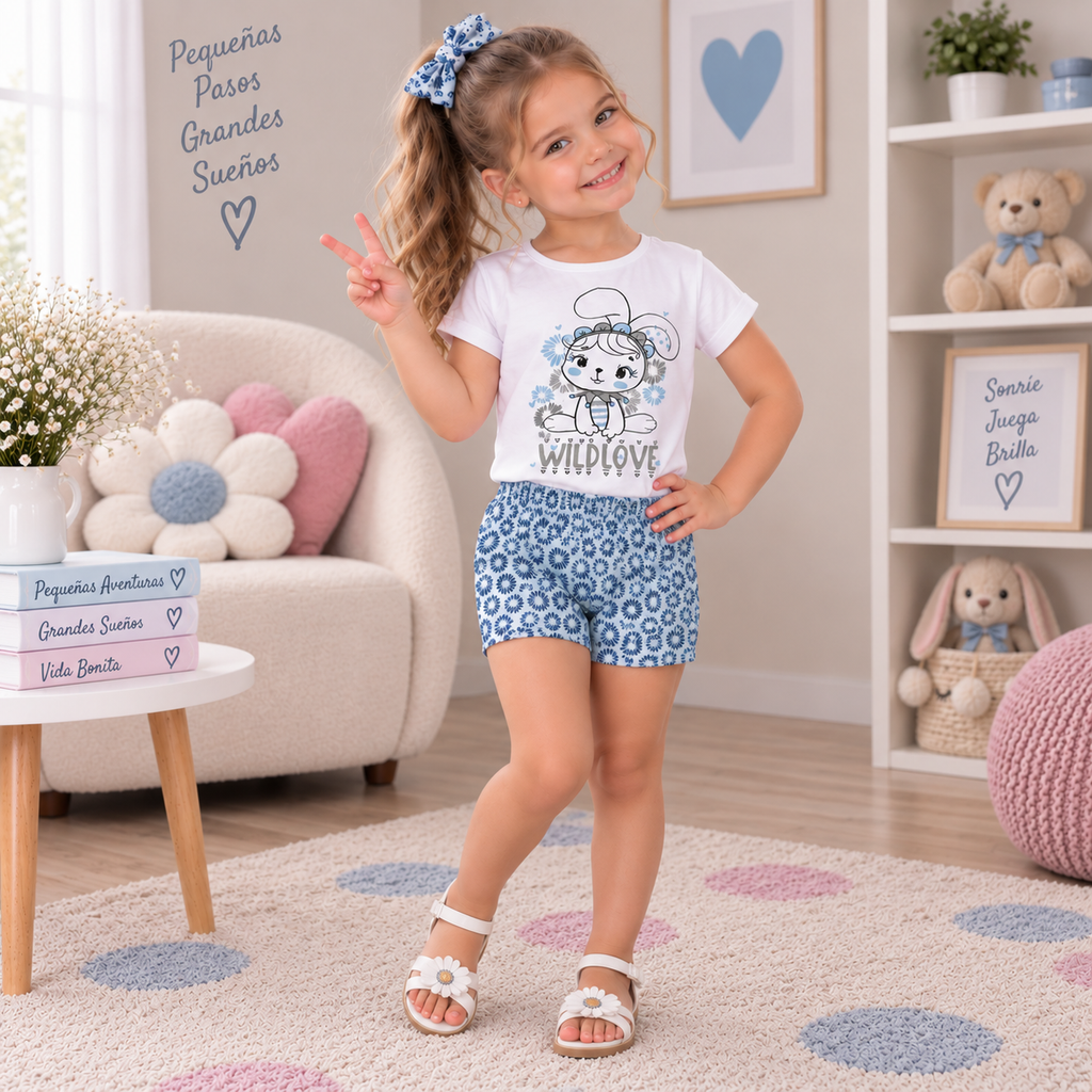 Conjunto De Niña Blusa + Short Ref. 1302-006-1