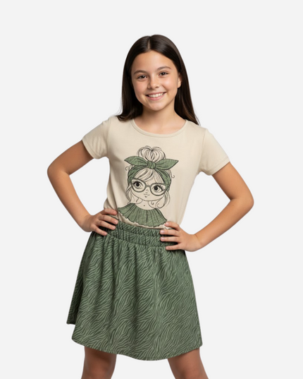 Conjunto De Niña Blusa + Falda Ref. 1605-001