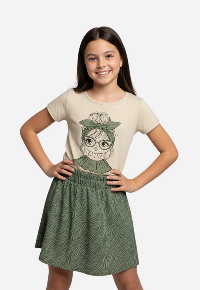 Conjunto De Niña Blusa + Falda Ref. 1605-001