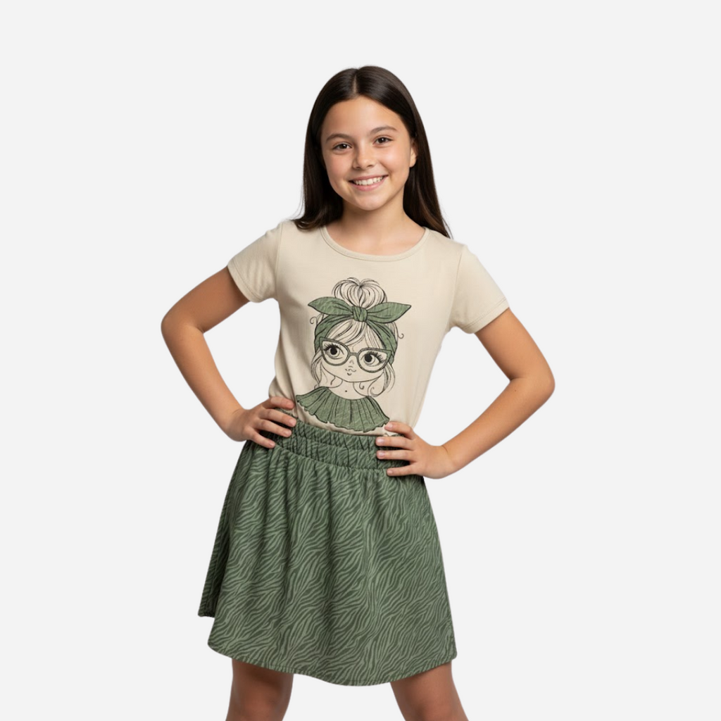 Conjunto De Niña Blusa + Falda Ref. 1605-001