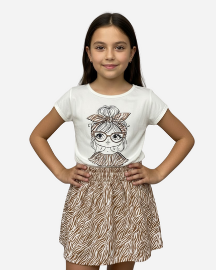 Conjunto De Niña Blusa + Falda Ref. 1605-001