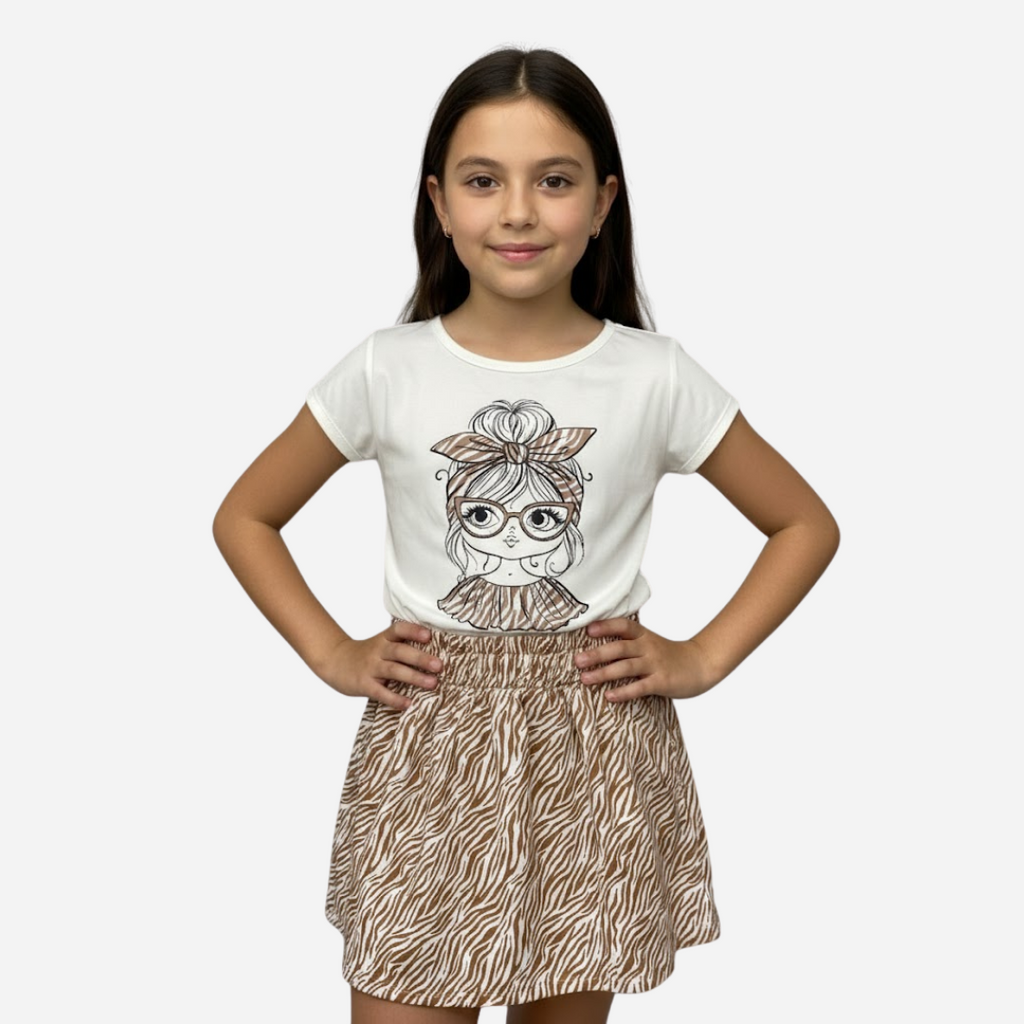 Conjunto De Niña Blusa + Falda Ref. 1605-001