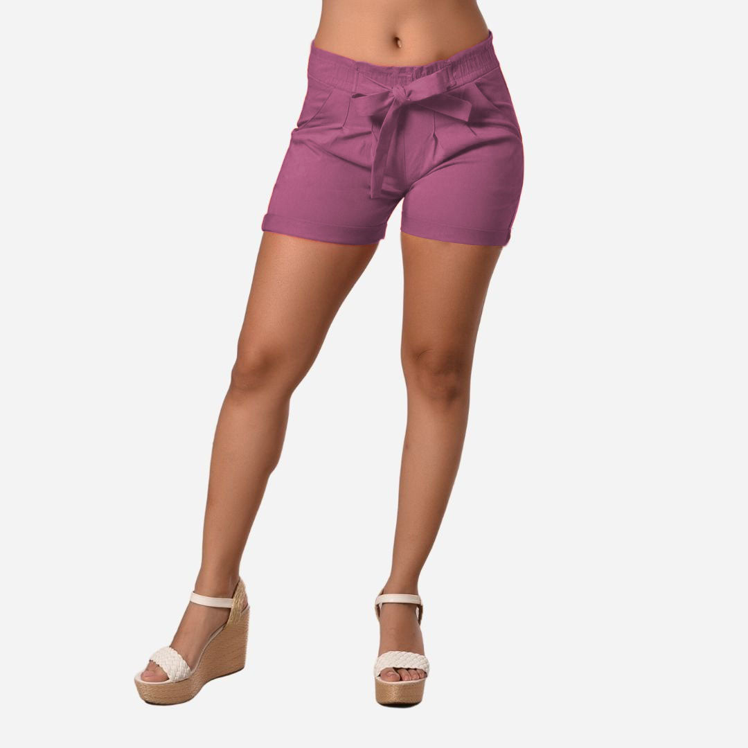Short De Dama Pretina Resorte Con Bolsillos Colores Basicos Ref. 218