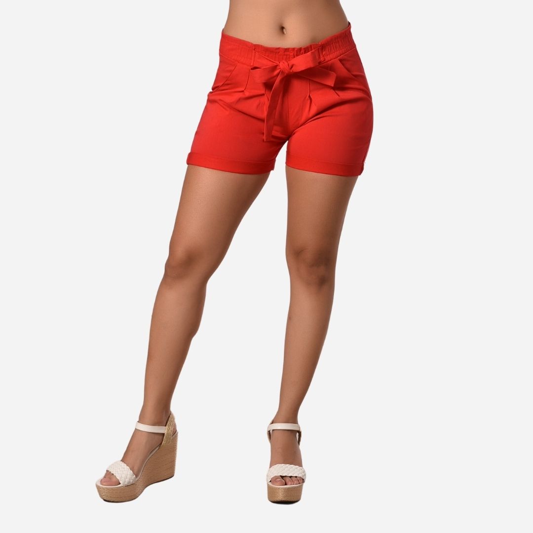 Short De Dama Pretina Resorte Con Bolsillos Colores Basicos Ref. 218