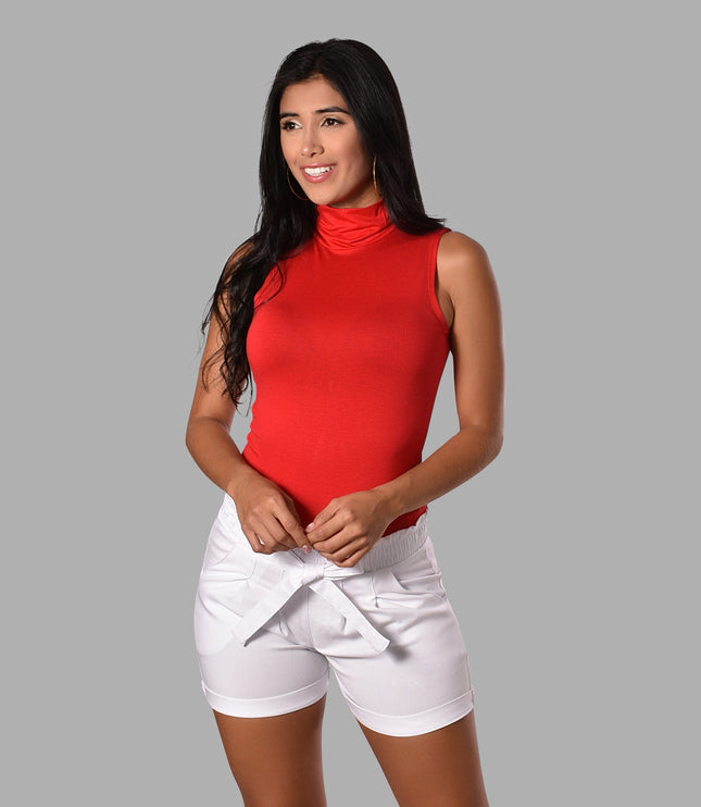 Short De Dama Pretina Resorte Con Bolsillos Colores Basicos Ref. 218