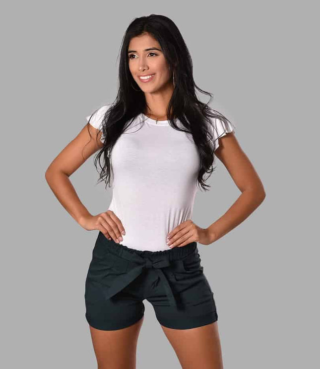 Short De Dama Pretina Resorte Con Bolsillos Colores Basicos Ref. 218