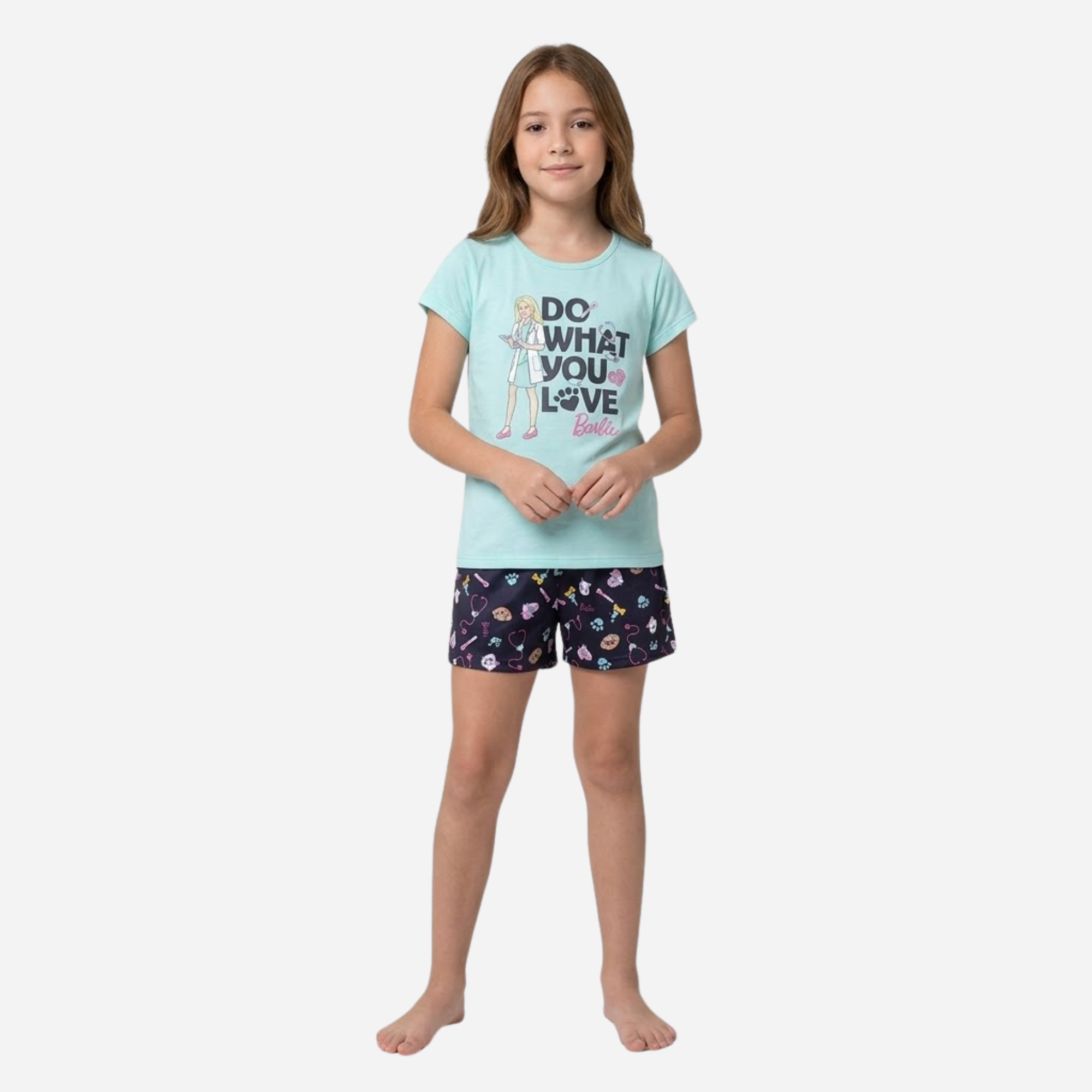 Pijama de Niña Barbie Blusa + Short Ref. 35034