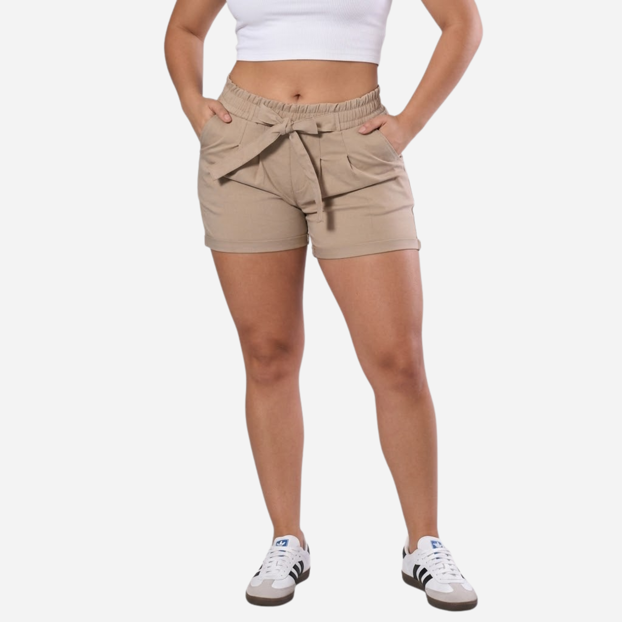 Short De Dama Pretina Resorte Con Bolsillos Colores Basicos Ref. 218