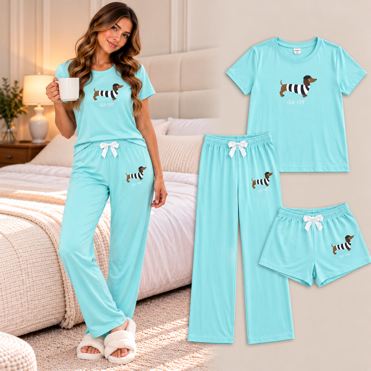 Trío de Pijama de Dama Blusa + Pantalón + Short Ref. 514051-004