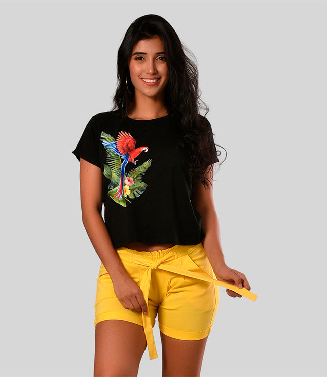 Short De Dama Pretina Resorte Con Bolsillos Colores Basicos Ref. 218