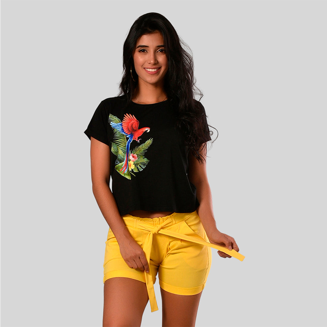 Short De Dama Pretina Resorte Con Bolsillos Colores Basicos Ref. 218
