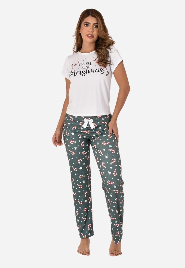 Pijama De Dama Navideña Camiseta + Pantalon Ref. 51401-043