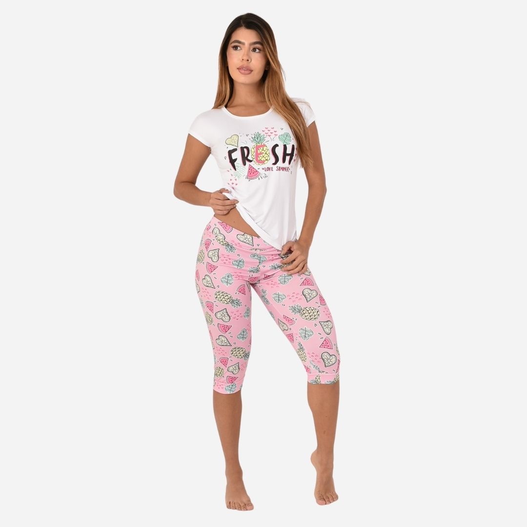 Pijama De Dama Blusa + Capri Ref. 51433-001