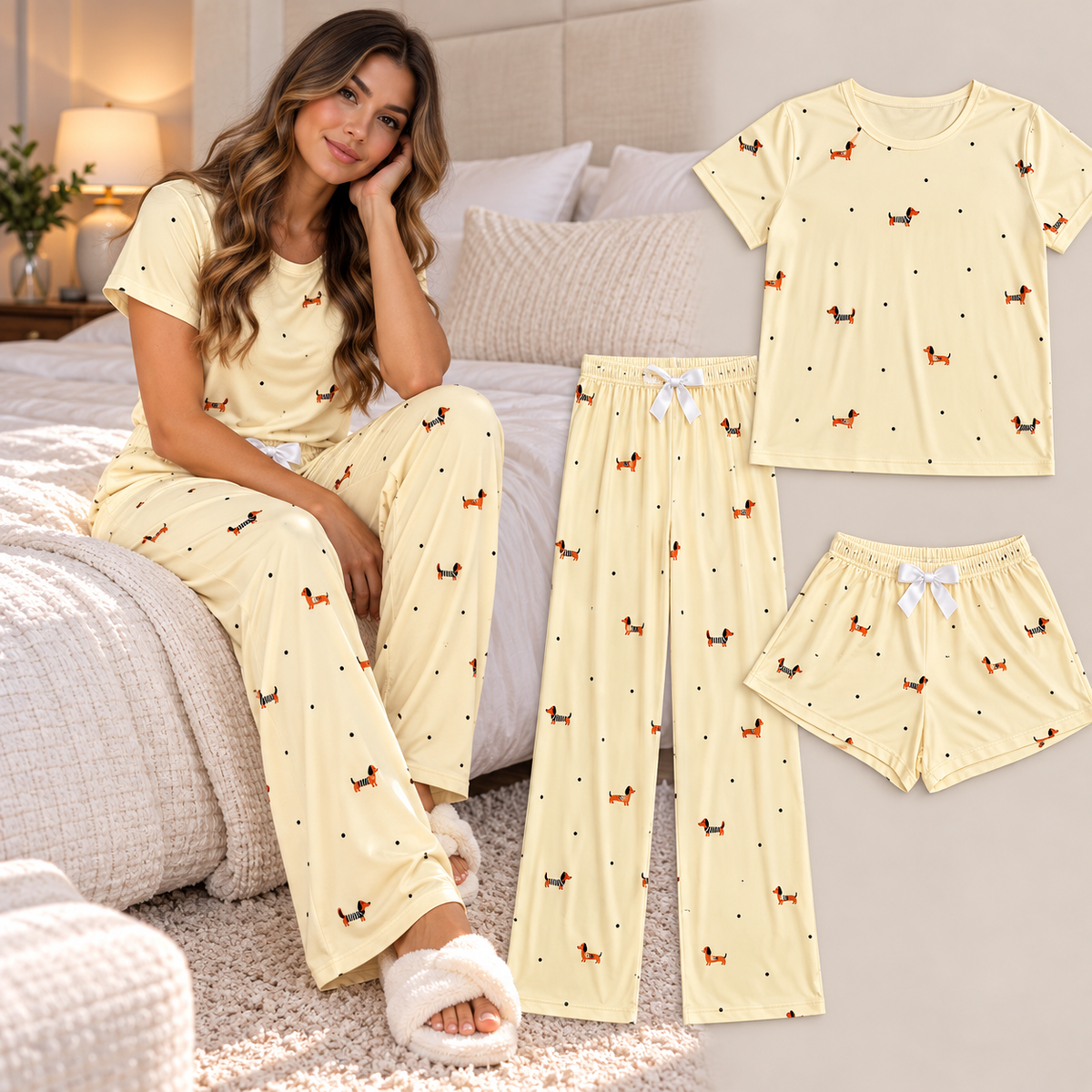 Trío de Pijama de Dama Blusa + Pantalón + Short Ref. 514051-003