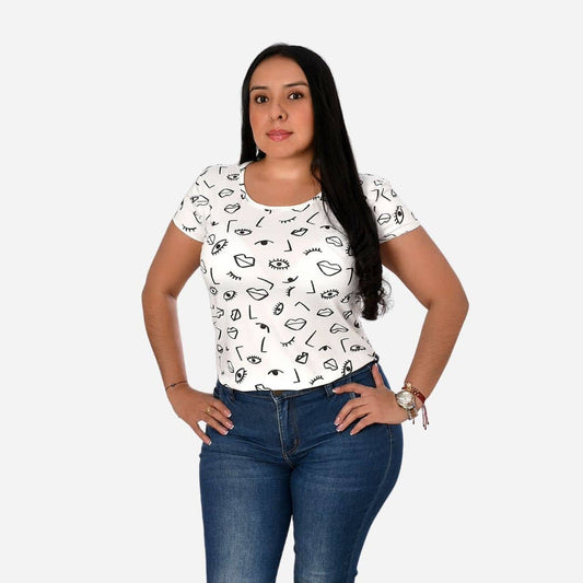 Blusa de Dama Plus Estampado Miniprint Ref. 65817