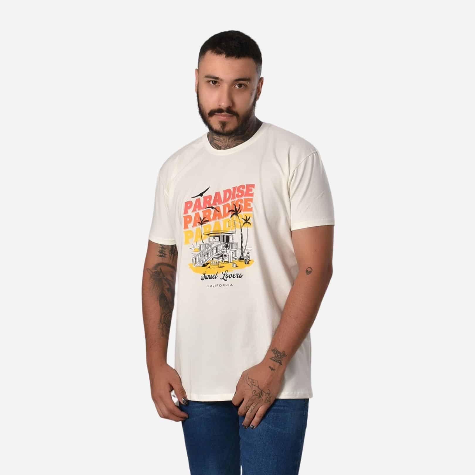 Camiseta Básica Slim Fit en Tela Fría con Estampado Ref. 70141-030