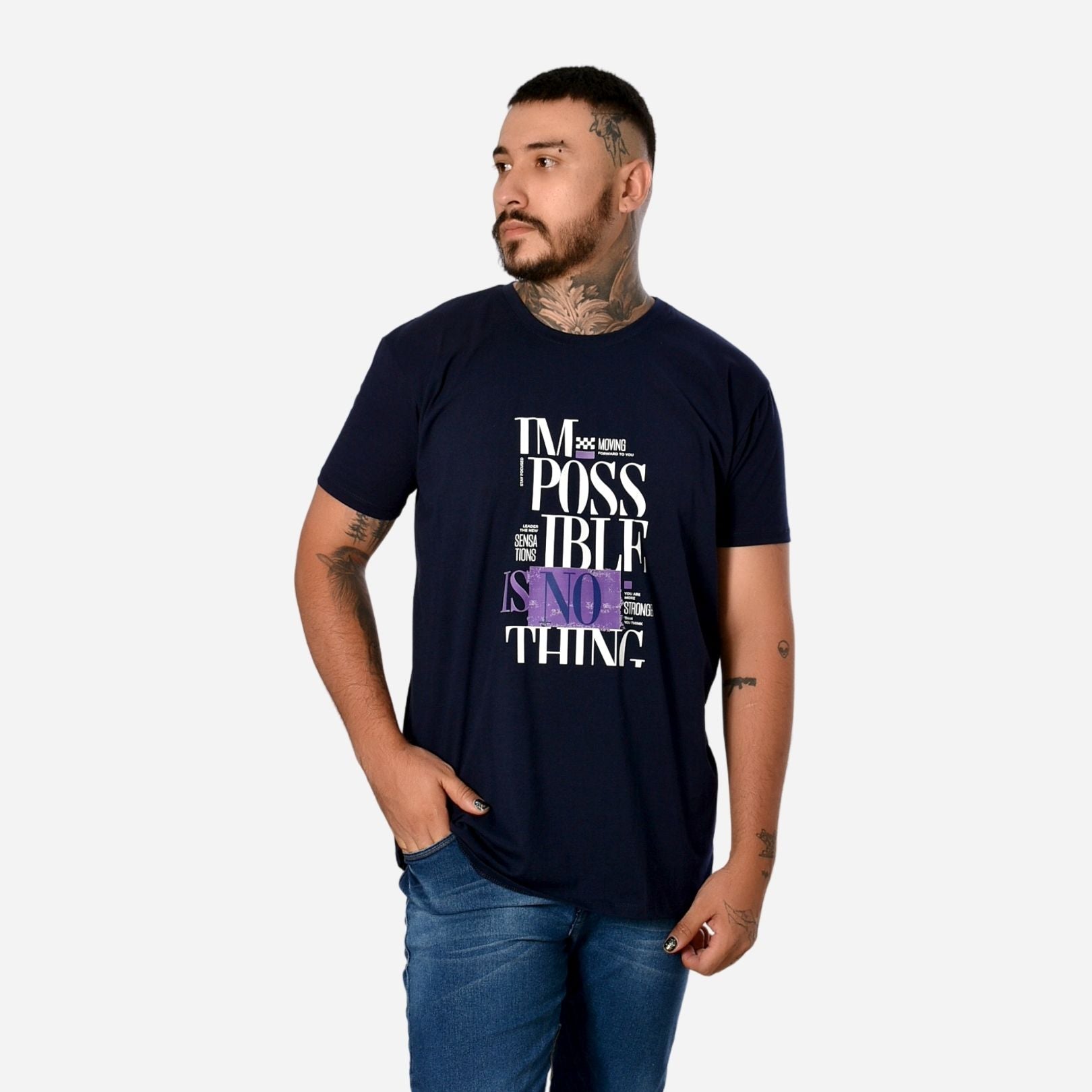 Camiseta Básica Slim Fit en Tela Fría con Estampado Ref. 70141-047