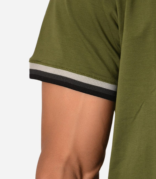 Camiseta de Hombre Tela Fría con puños en Rib Ref. 70142-VERDEMILITAR