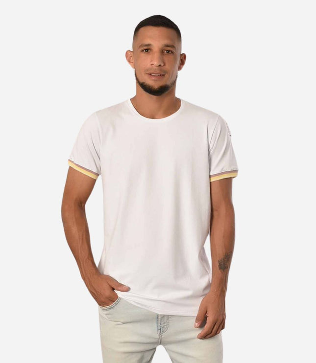Camiseta de Hombre Tela Fría con puños en Rib Ref. 70142-BLANCO/ARENA