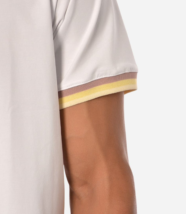 Camiseta de Hombre Tela Fría con puños en Rib Ref. 70142-BLANCO/ARENA
