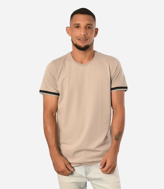 Camiseta de Hombre Tela Fría con puños en Rib Ref. 70142-GRISCLARO