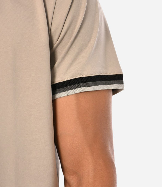 Camiseta de Hombre Tela Fría con puños en Rib Ref. 70142-GRISCLARO