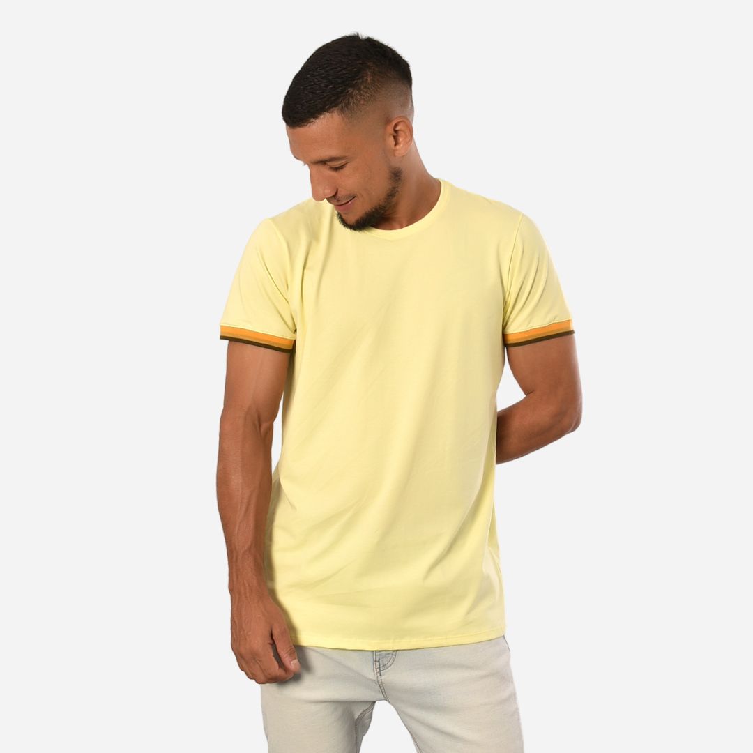 Camiseta de Hombre Tela Fría con puños en Rib Ref. 70142-AMARILLO