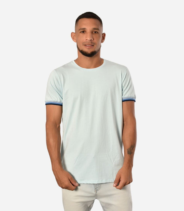Camiseta de Hombre Tela Fría con puños en Rib Ref. 70142-CELESTE