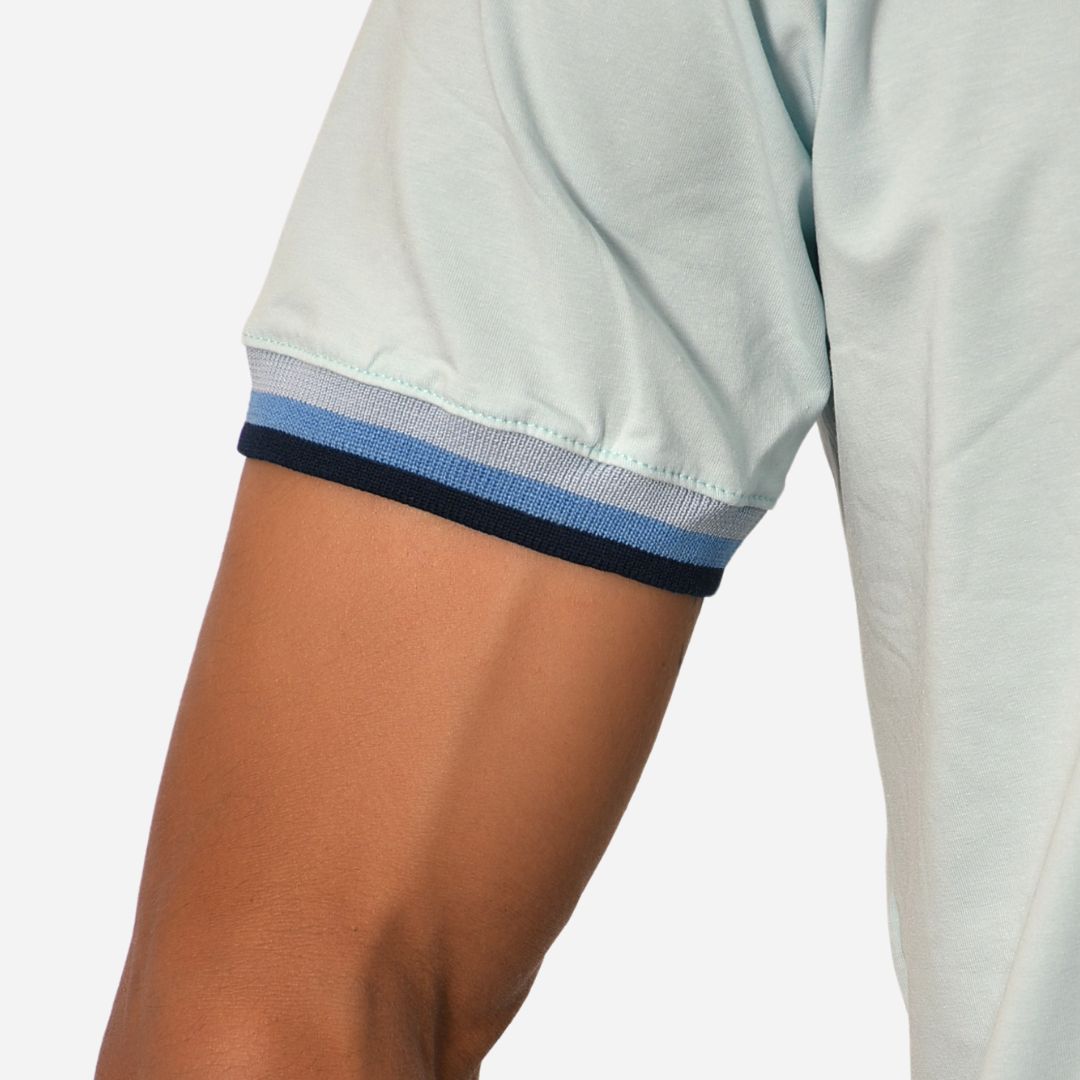 Camiseta de Hombre Tela Fría con puños en Rib Ref. 70142-CELESTE