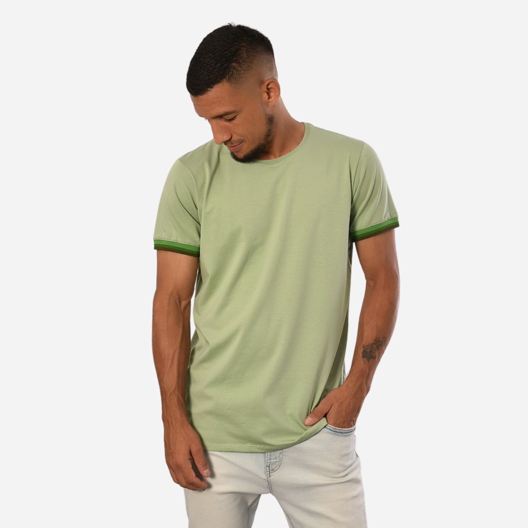 Camiseta de Hombre Tela Fría con puños en Rib Ref. 70142-VERDESECO