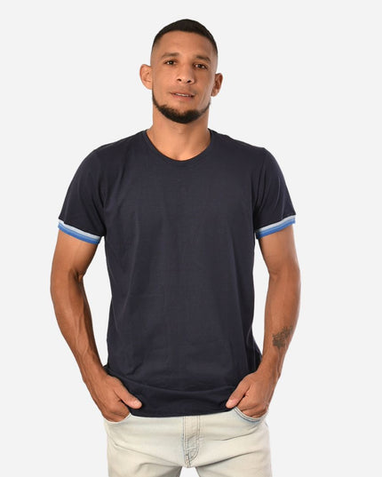 Camiseta de Hombre Tela Fría con puños en Rib Ref. 70142-AZULOSCURO
