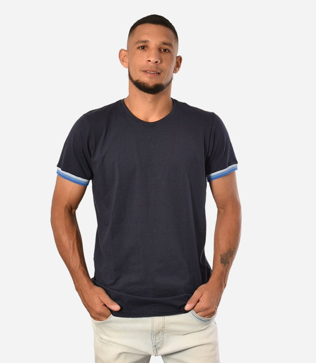 Camiseta de Hombre Tela Fría con puños en Rib Ref. 70142-AZULOSCURO