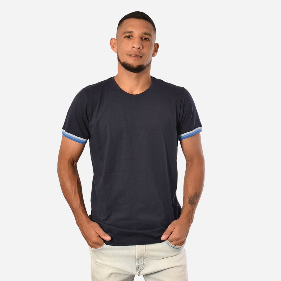 Camiseta de Hombre Tela Fría con puños en Rib Ref. 70142-AZULOSCURO