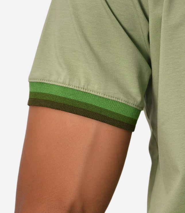 Camiseta de Hombre Tela Fría con puños en Rib Ref. 70142-VERDESECO