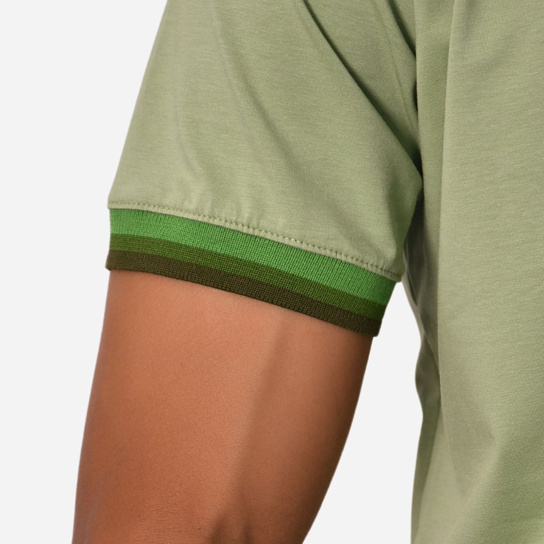 Camiseta de Hombre Tela Fría con puños en Rib Ref. 70142-VERDESECO