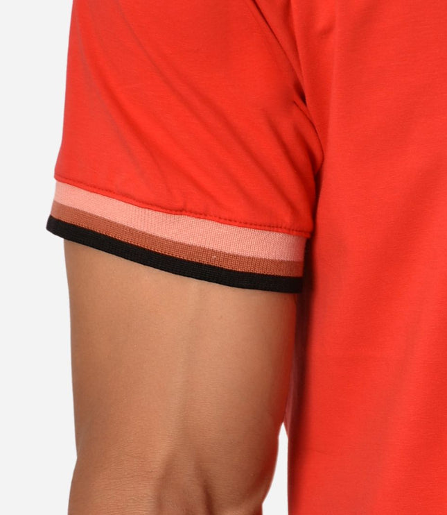 Camiseta de Hombre Tela Fría con puños en Rib Ref. 70142-ROJO