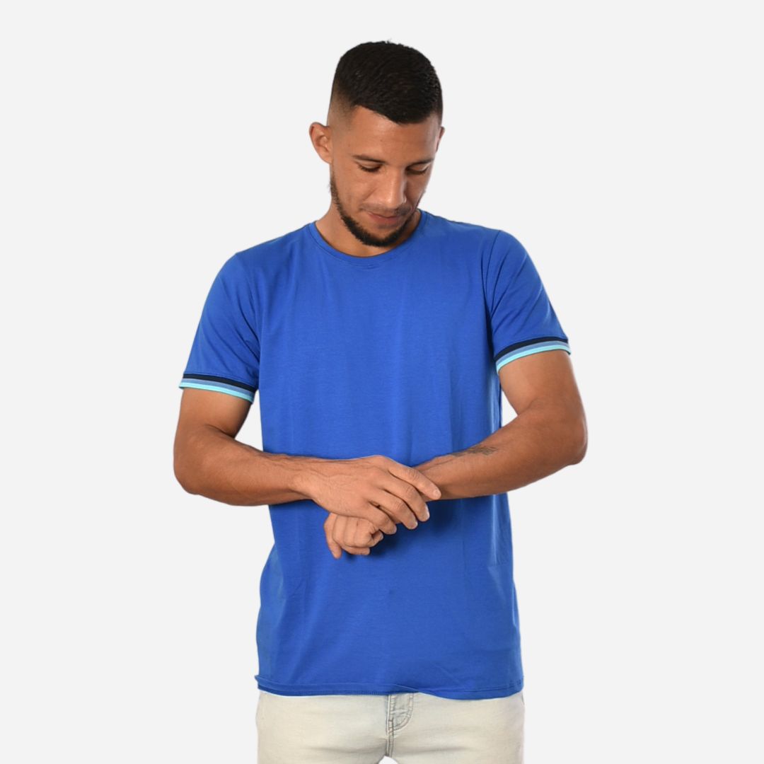Camiseta de Hombre Tela Fría con puños en Rib Ref. 70142-AZULREY