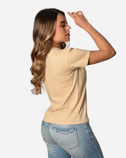 Camiseta Básica de dama estampada estilo guardapolvo en Tela Fría Ref. 70202-010