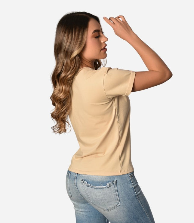 Camiseta Básica de dama estampada estilo guardapolvo en Tela Fría Ref. 70202-010