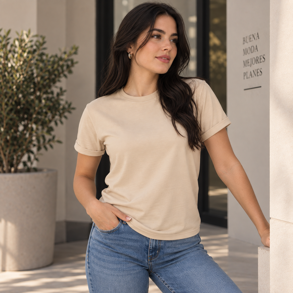 Camiseta Básica de dama estilo guardapolvo en Tela Fría Ref. 70202
