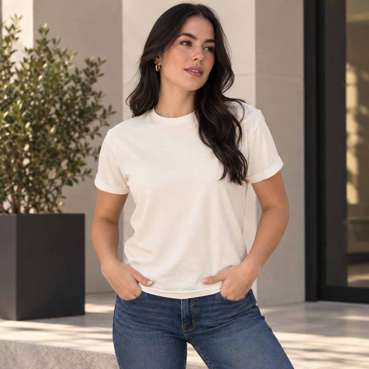 Camiseta Básica de dama estilo guardapolvo en Tela Fría Ref. 70202