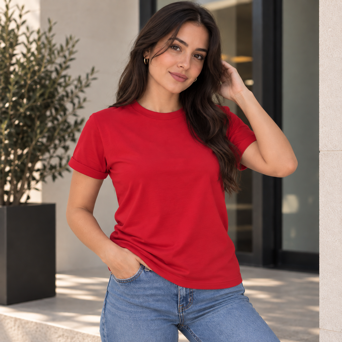 Camiseta Básica de dama estilo guardapolvo en Tela Fría Ref. 70202