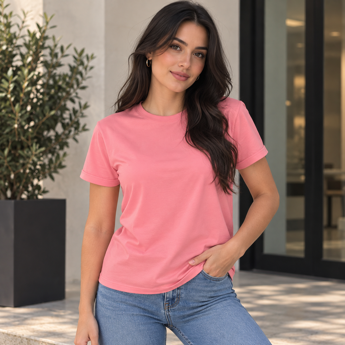Camiseta Básica de dama estilo guardapolvo en Tela Fría Ref. 70202
