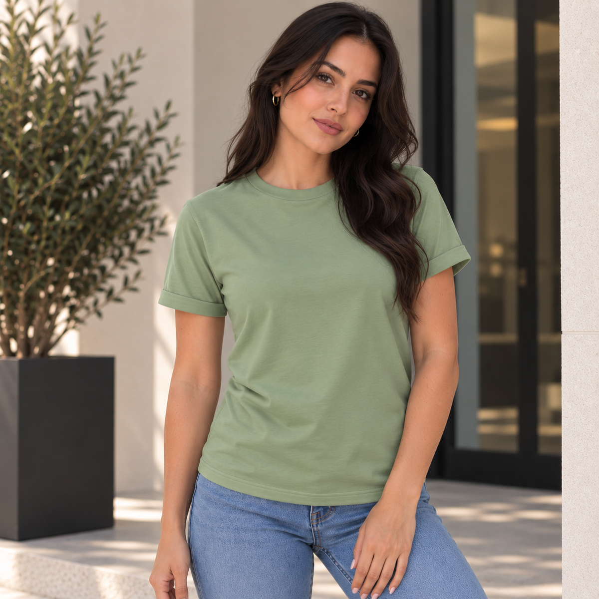 Camiseta Básica de dama estilo guardapolvo en Tela Fría Ref. 70202