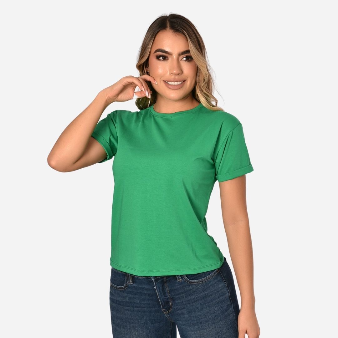 Camiseta Básica de dama estilo guardapolvo en Tela Fría Ref. 70202