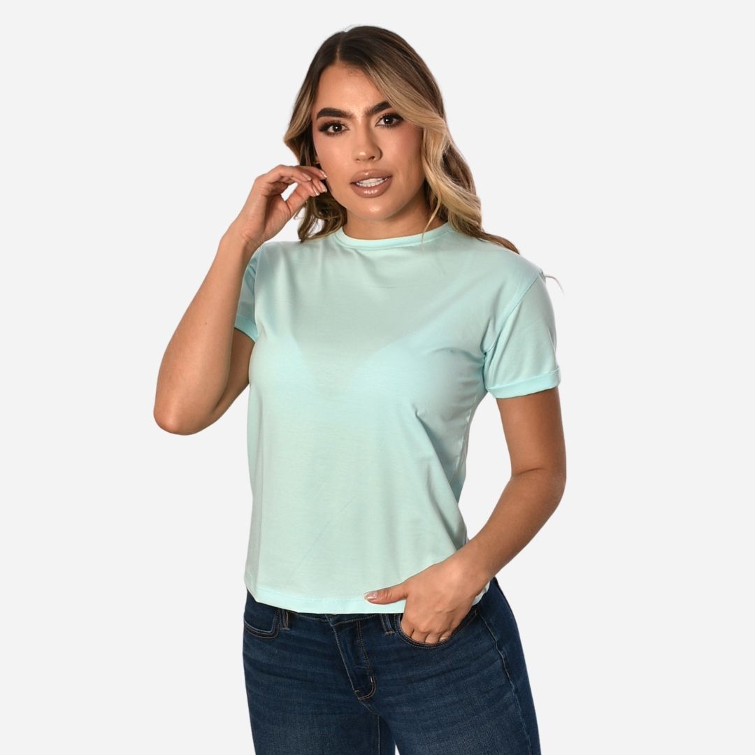 Camiseta Básica de dama estilo guardapolvo en Tela Fría Ref. 70202