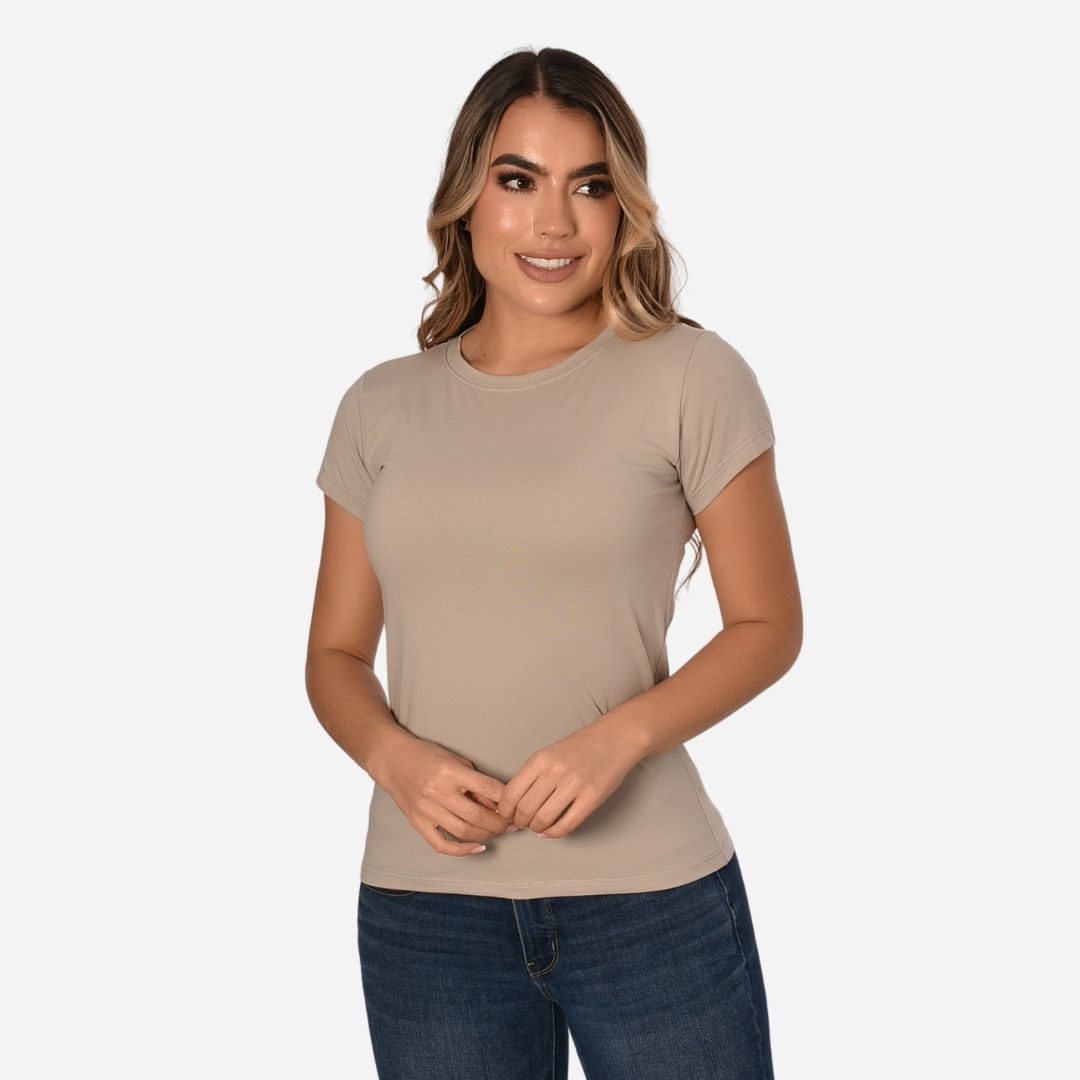 Camiseta de Dama Básica Slim Fit en Tela Fria Ref. 70203